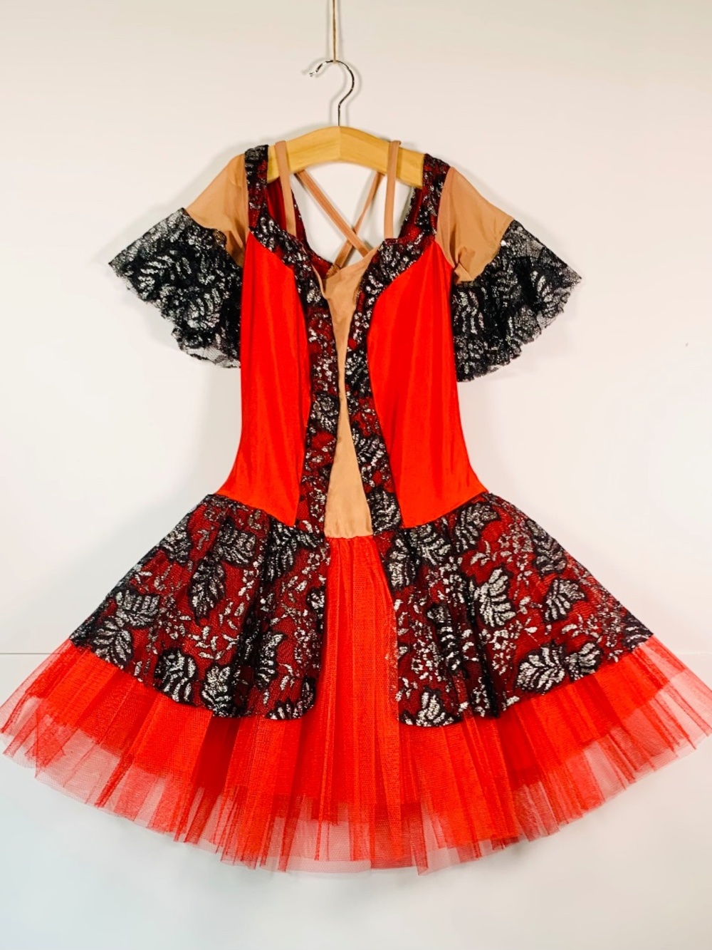 Glamour Costumes Spanish Style Ballet Red Black Dance Costume Flamenco Festive